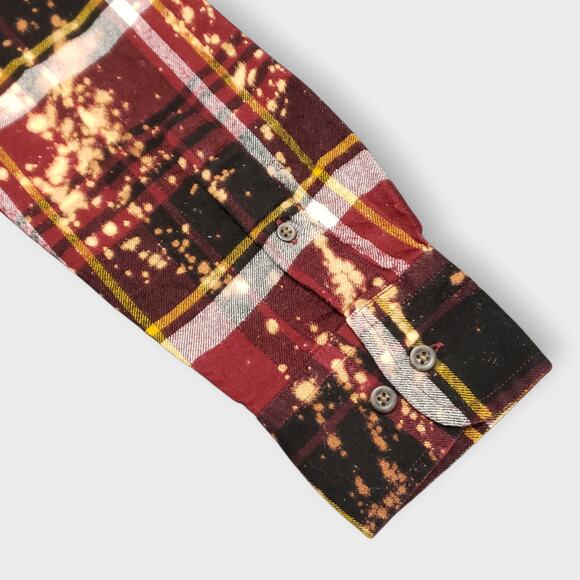 Angry Minnow Brushed Flannel Red Plaid Shirt Sz Lg "Money can't buy happiness" - Picture 5 of 12